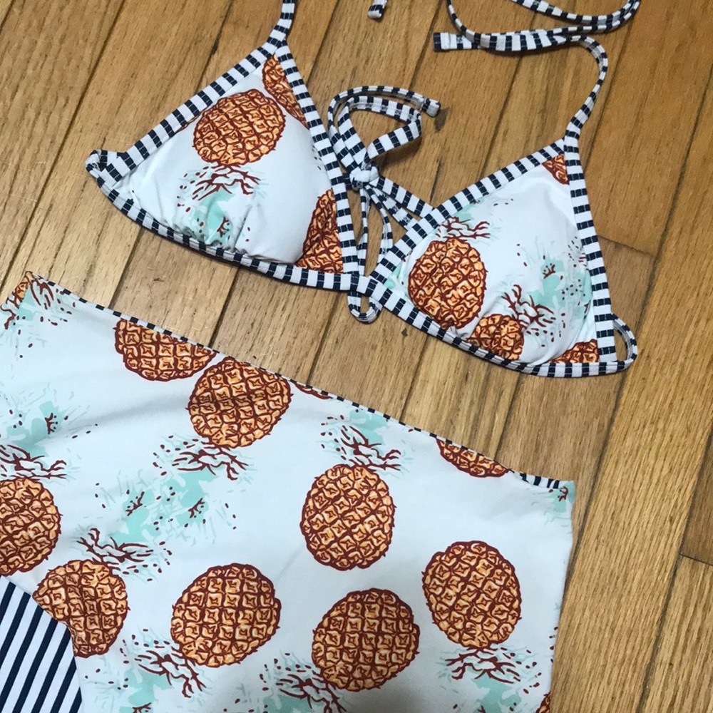 NWOT Pineapple High waisted Swimsuit